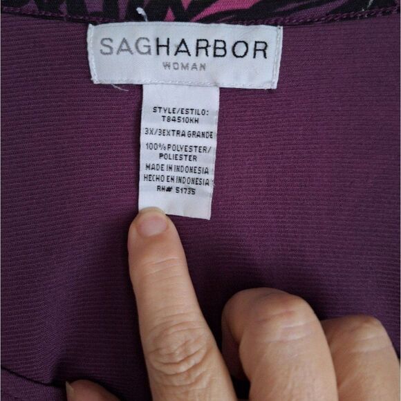 Sag Harbor Purple Round Neck Blouse Size 3X - Picture 2 of 4
